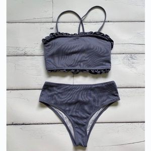 Romwe Bikini tankini swim swimsuit Womens / juniors size S Gray Grey NWOT